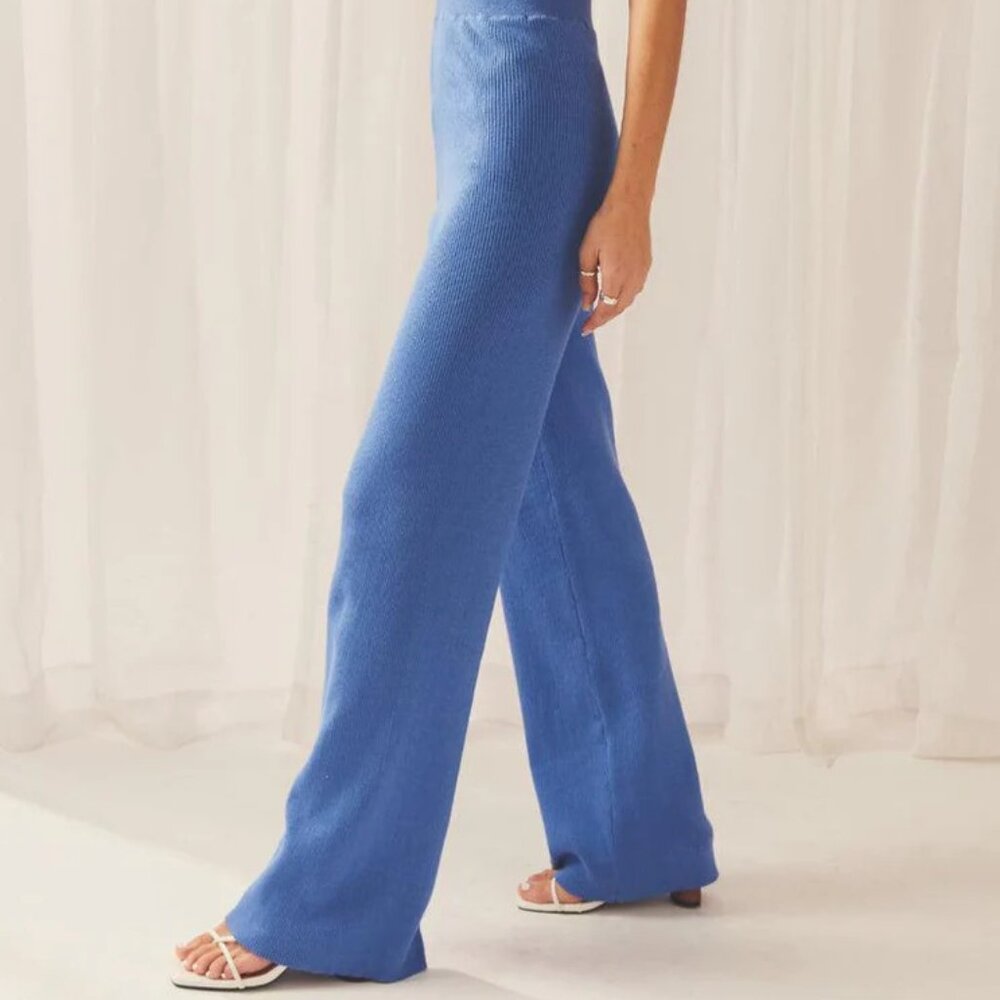 Peppermayo Exclusive Deep Water Knit Pants in Sky Blue